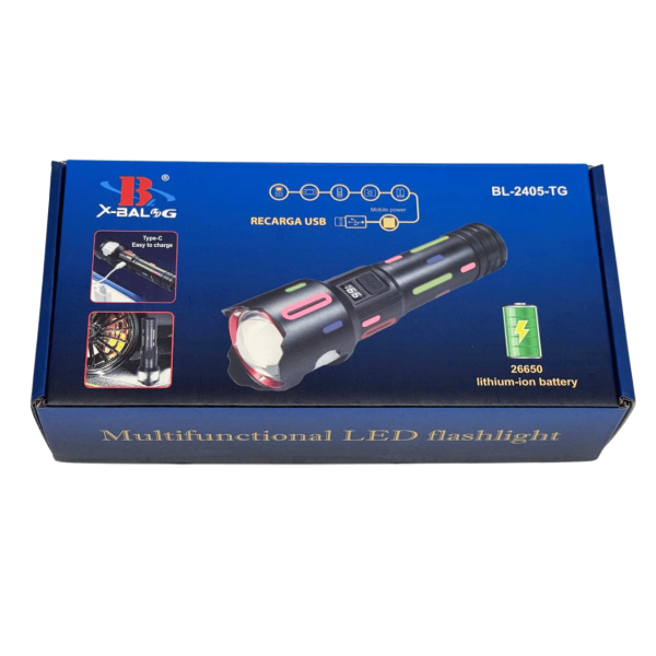 Ліхтар 1x18650 Power Bank Type-C індикація заряду zoom NIGHT VISION FLUORESCENCE BL-2405-TG