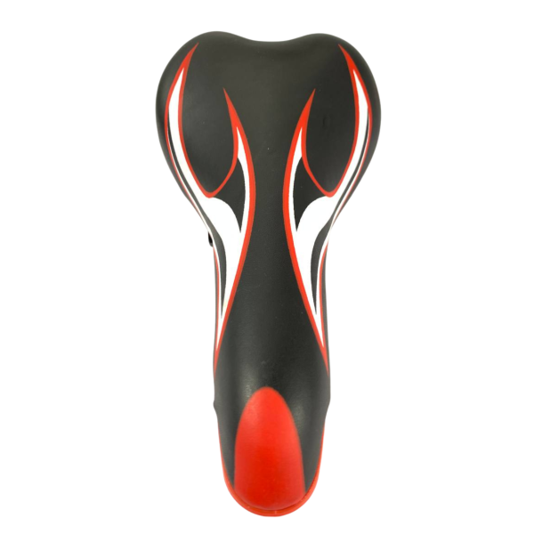 Сідло спортивне вузьке чорно-біле червоне Hengchi 62Е