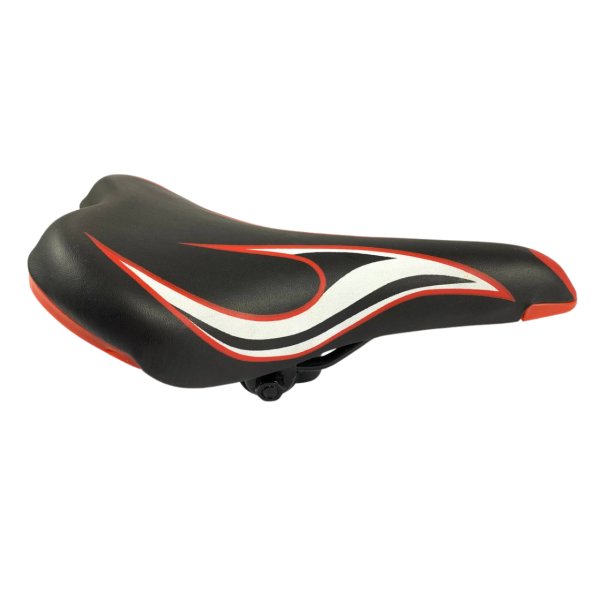 Сідло спортивне вузьке чорно-біле червоне Hengchi 62Е