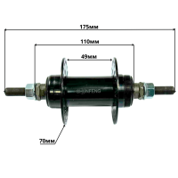 Втулка задняя BMX 48 спиц 10 мм 170 мм металлическая на шариках Shunfeng