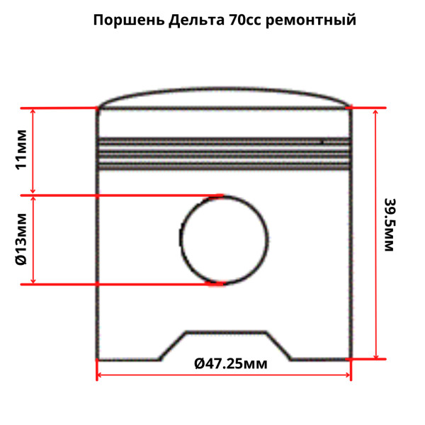 Поршень Дельта 70 1 ремонт d47.25мм палец 13мм JWBP