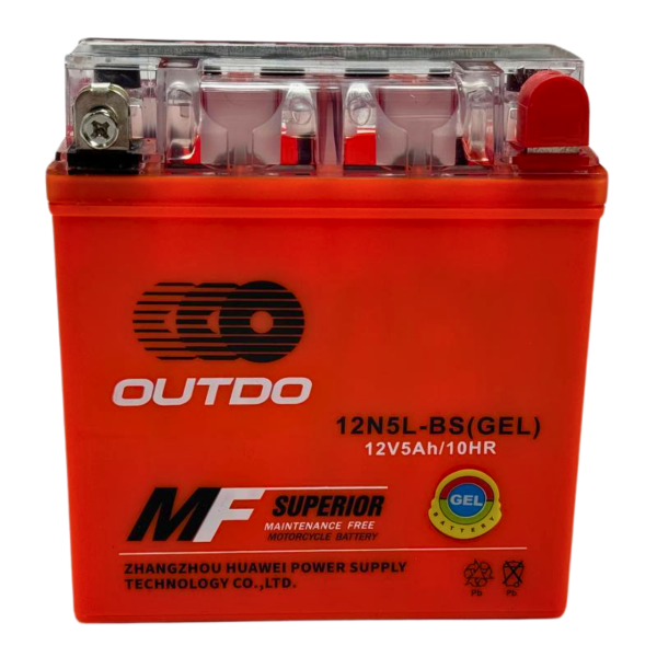 Гелевый аккумулятор 12N5L-BS 12V 5Ah/10HR высокий Outdo