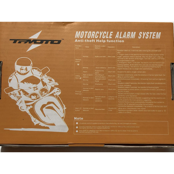 Мотосигнализация TFMOTO односторонняя с дистанционным запуском