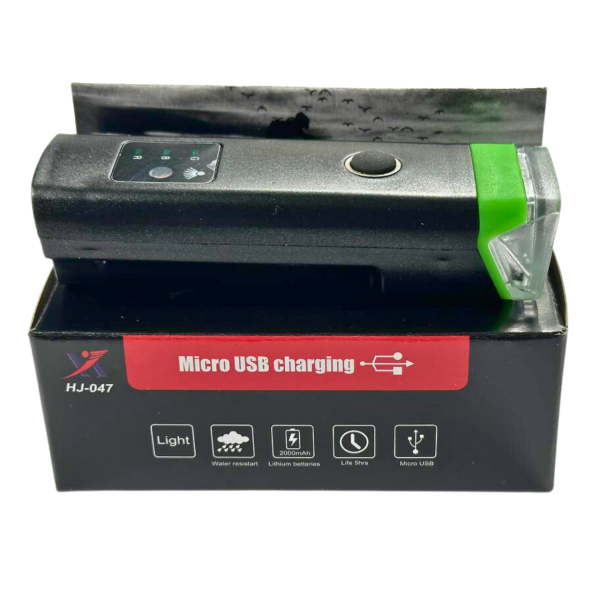 Фара велосипедная зеленая USB HJ-047 SA-8