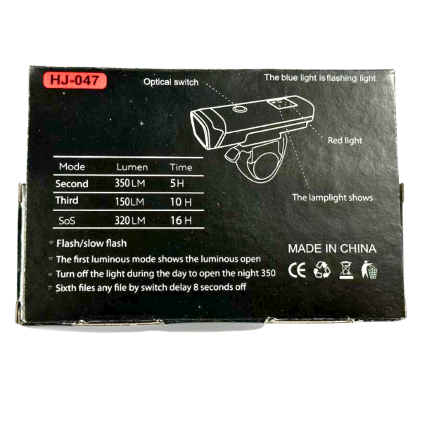 Фара велосипедная зеленая USB HJ-047 SA-8