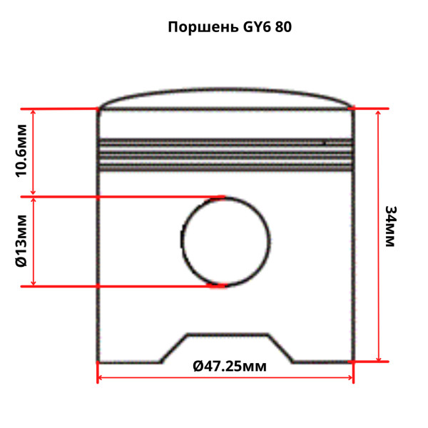 Поршень GY6-80 1 ремонт d47.25мм палец 13мм JWBP