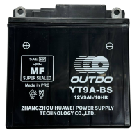 Кислотный аккумулятор YB9-BS 12V 9Ah/10HR высокий Outdo