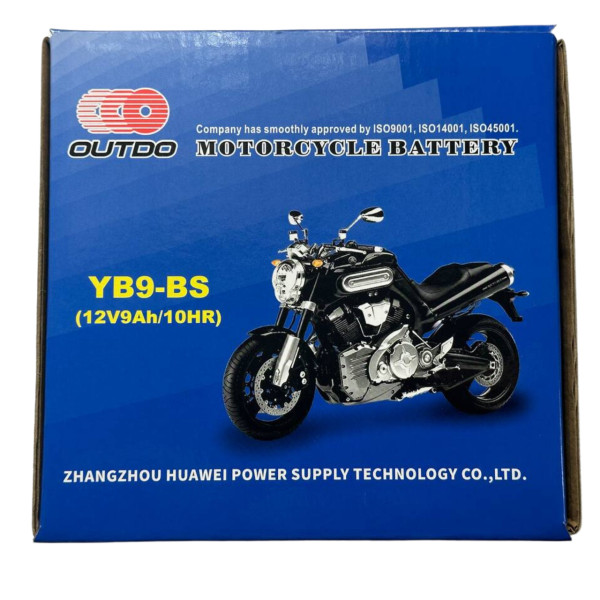 Кислотный аккумулятор YB9-BS 12V 9Ah/10HR высокий Outdo