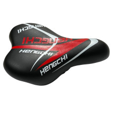 Детское седло 296 черное с бело-красными надписями Hengchi Agilette