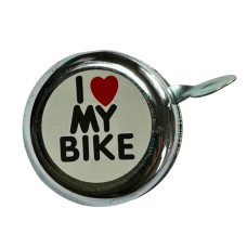 Велосипедный звонок металлический хром I love my bike Китай