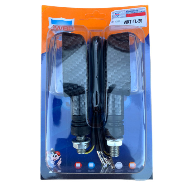 Указатели поворота диодные LED карбон квадратные желтый сигнал WKT/TL-20 JWBP