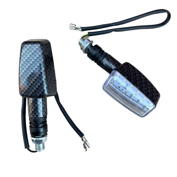 Указатели поворота диодные LED карбон квадратные желтый сигнал WKT/TL-20 JWBP