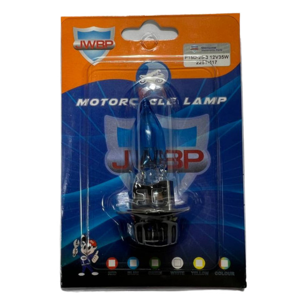 Лампа фары P15D синяя 25-3 12V 35W JWBP