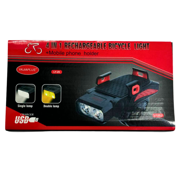 Фара 4в1 LY-25-2 синяя с сигналом, павербанком и держателем LED/USB YAJIAPLUS