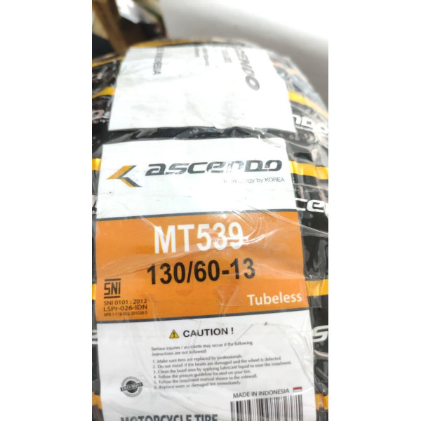 Мотопокришка 130/60-13 TL 539 53L безкамерна ASCENDO