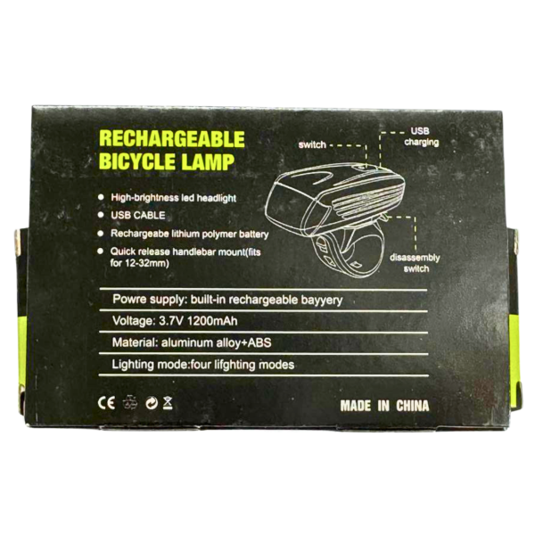 Фара велосипедная LED SA-19 пластиковая с металлическим верхом 350 Lumens HJ-051
