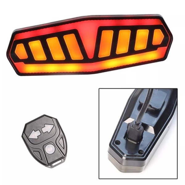 Велоліхтар із покажчиком поворотів червоний жовтий водонепроникний ЗУ Type-C Li-Ion акумулятор пульт керування FY-1828