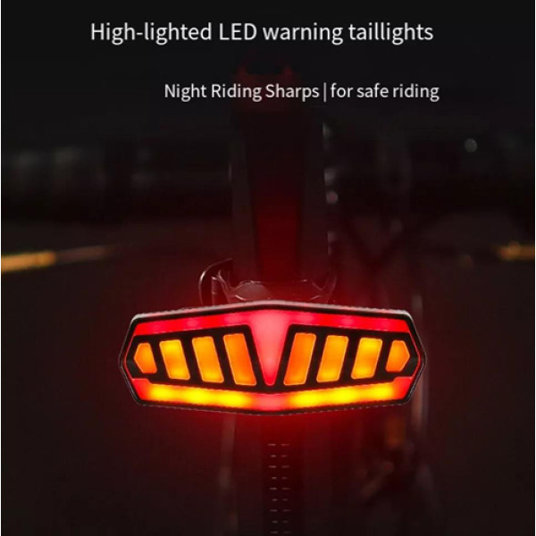 Велоліхтар із покажчиком поворотів червоний жовтий водонепроникний ЗУ Type-C Li-Ion акумулятор пульт керування FY-1828