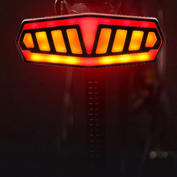 Велоліхтар із покажчиком поворотів червоний жовтий водонепроникний ЗУ Type-C Li-Ion акумулятор пульт керування FY-1828