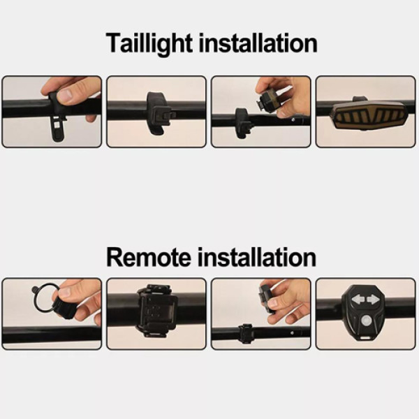 Велоліхтар із покажчиком поворотів червоний жовтий водонепроникний ЗУ Type-C Li-Ion акумулятор пульт керування FY-1828