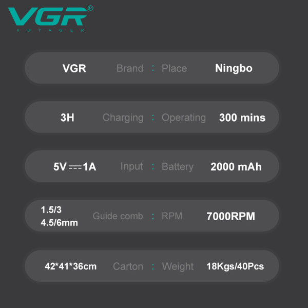 Тример акумуляторний 4 насадки LED дисплей жовтий VGR V-996