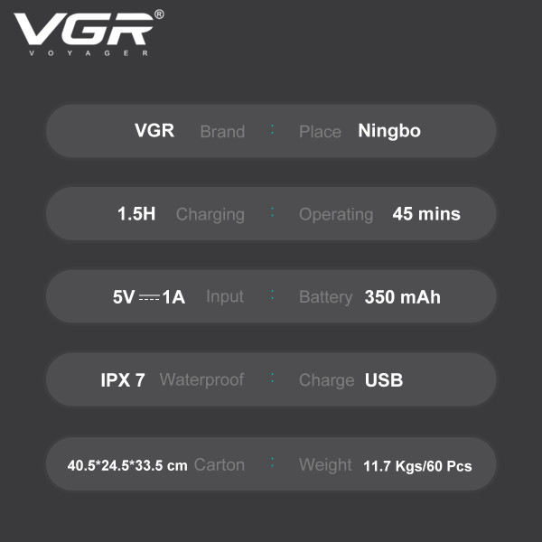 Електробритва роторна IPX7 Grey VGR V-345