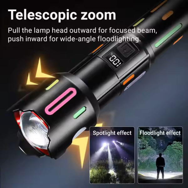 Ліхтар 1x18650 Power Bank Type-C індикація заряду zoom NIGHT VISION FLUORESCENCE BL-2405-TG