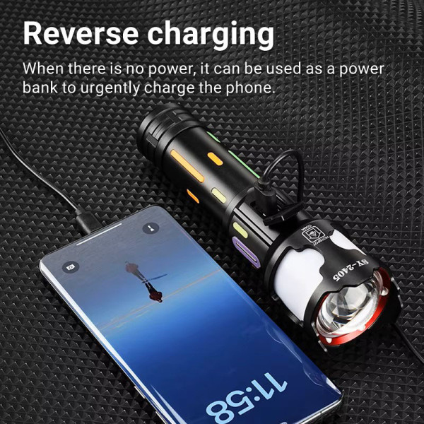 Ліхтар 1x18650 Power Bank Type-C індикація заряду zoom NIGHT VISION FLUORESCENCE BL-2405-TG