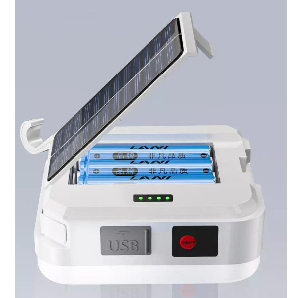 Фонарь кемпинг DP-K7-100, 3х18650, солн. панель, power bank, ЗУ Type-C, крюк