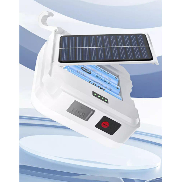 Фонарь кемпинг DP-K7-100, 3х18650, солн. панель, power bank, ЗУ Type-C, крюк