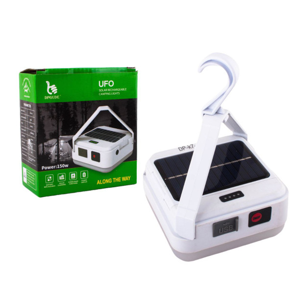 Фонарь кемпинг DP-K7-100, 3х18650, солн. панель, power bank, ЗУ Type-C, крюк