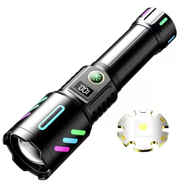 Фонарь NIGHT VISION FLUORESCENCE 1143-WHITE LASER LED PM10-TG, 1x26650, power bank, ЗУ Type-C, zoom
