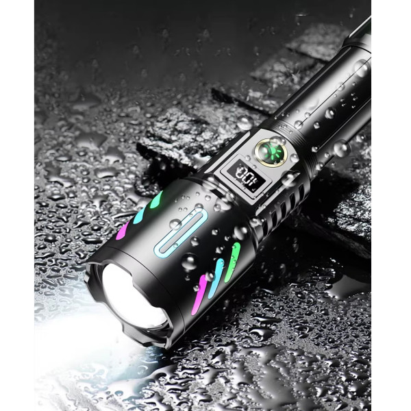 Фонарь NIGHT VISION FLUORESCENCE 1143-WHITE LASER LED PM10-TG, 1x26650, power bank, ЗУ Type-C, zoom