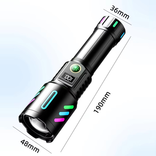 Фонарь NIGHT VISION FLUORESCENCE 1143-WHITE LASER LED PM10-TG, 1x26650, power bank, ЗУ Type-C, zoom
