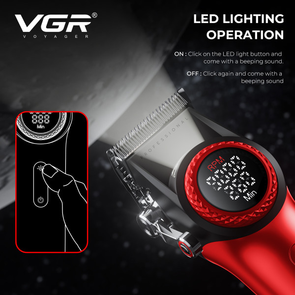 Комплект для стрижки 3 в 1 машинка триммер та електробритва VGR STEPLERSS PRO 3 IN 1 Red