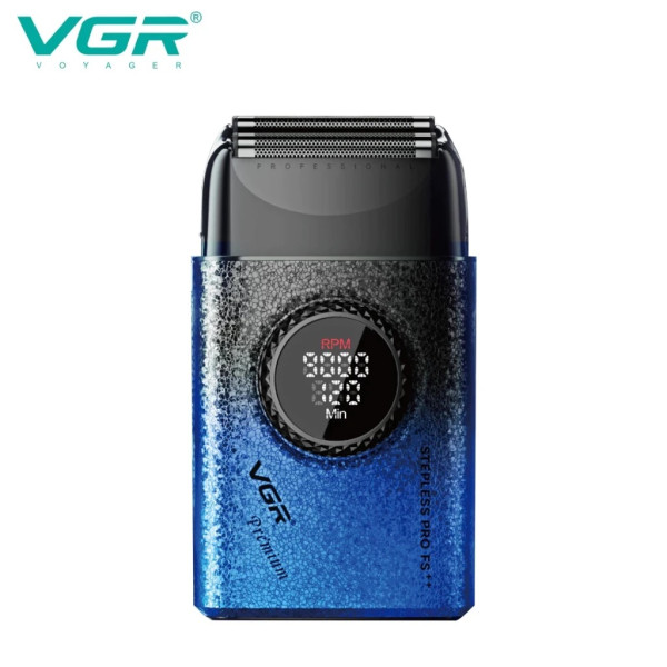 Електробритва шейвер подвійне лезо 7000-9000 RPM LED дисплей Blue VGR V-377
