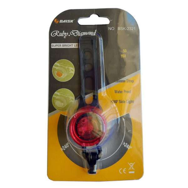 Велоліхтар стоп водонепроникний алюмінієвий 2xCR2032 2321-TY-06-HJ-016-1LED