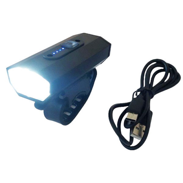Велоліхтар алюмінієвий індикація заряду водонепроникний акумулятор ЗУ microUSB BK-08/01-Pro-2XPE