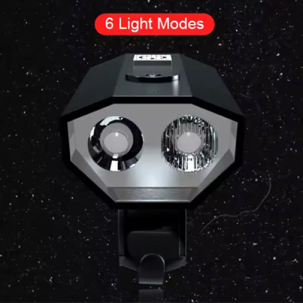 Велоліхтар алюмінієвий індикація заряду водонепроникний акумулятор ЗУ microUSB BK-08/01-Pro-2XPE