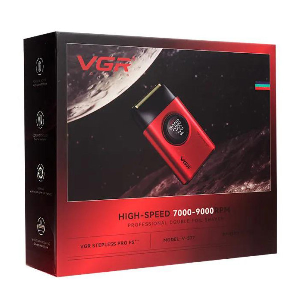 Електробритва шейвер подвійне лезо 7000-9000 RPM LED дисплей Red VGR V-377