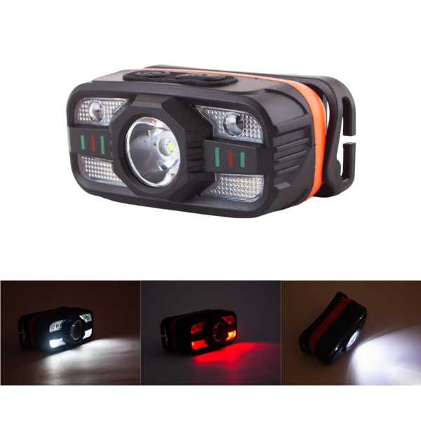 Фонарь налобный WH-0188-XPE+SMD(white+red), Motion Sensor, Li-Ion аккумулятор, ЗУ Type-C