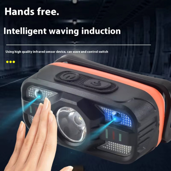 Фонарь налобный WH-0188-XPE+SMD(white+red), Motion Sensor, Li-Ion аккумулятор, ЗУ Type-C