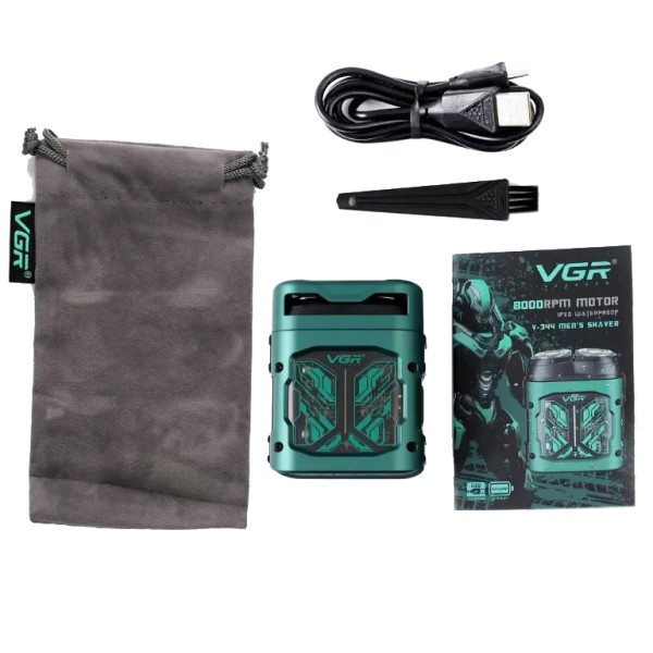Электробритва VGR V-344 GREEN, роторная, 8000 RPM, IPX6