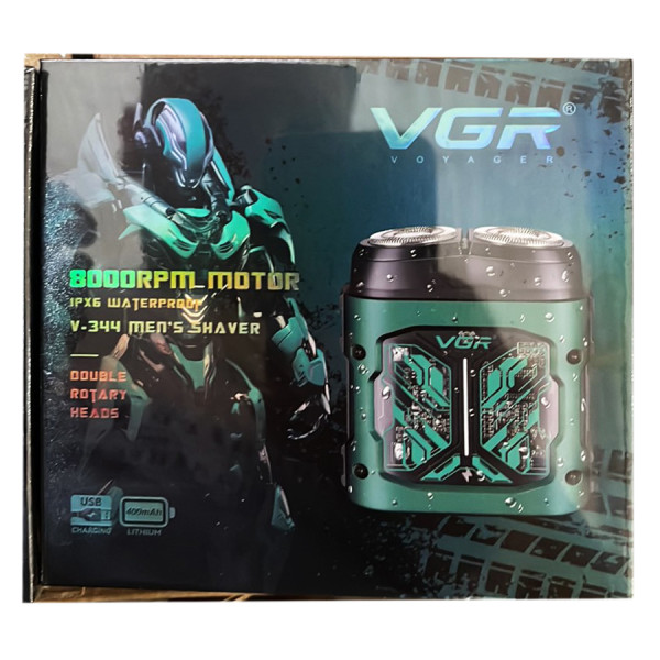Электробритва VGR V-344 GREEN, роторная, 8000 RPM, IPX6