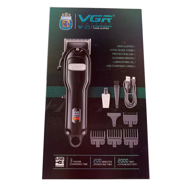 Машинка для стрижки акумуляторна 6 насадок LED дисплей VGR V-256