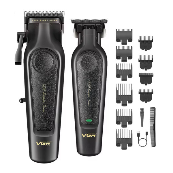Комплект 2 в 1 акумуляторна машинка для стрижки та триммер VGR V-197&V-995