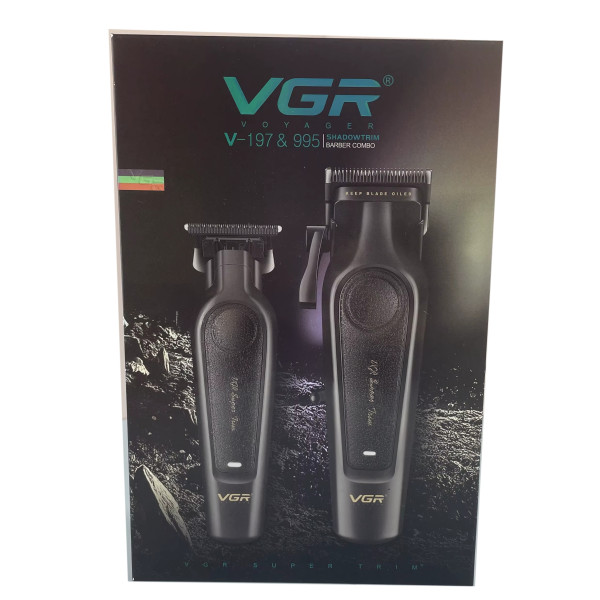 Комплект 2 в 1 акумуляторна машинка для стрижки та триммер VGR V-197&V-995