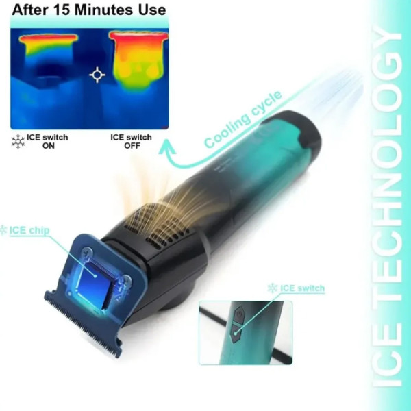 Тример акумуляторний 4 насадки 3000 mAh LED дисплей охолодження ICE TECHNOLOGY 8000 RPM VGR V-946