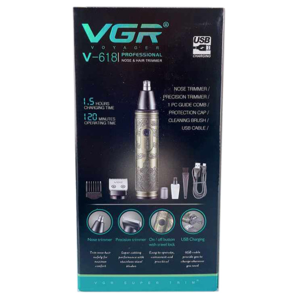 Тример 2 в 1 для носа та бороди акумуляторний VGR V-618