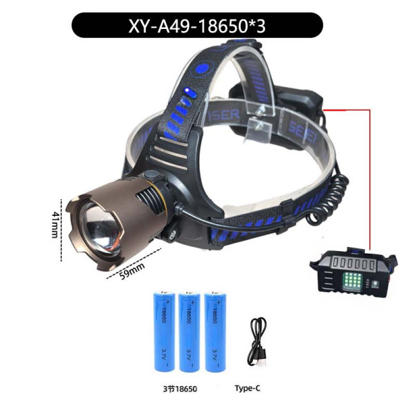 Ліхтар 3x18650 Type-C потужний zoom Box A49-TG